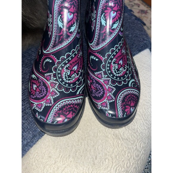 Western Chief Wild Paisley Navy Rain Boots, Women's 9 - Picture 3 of 5